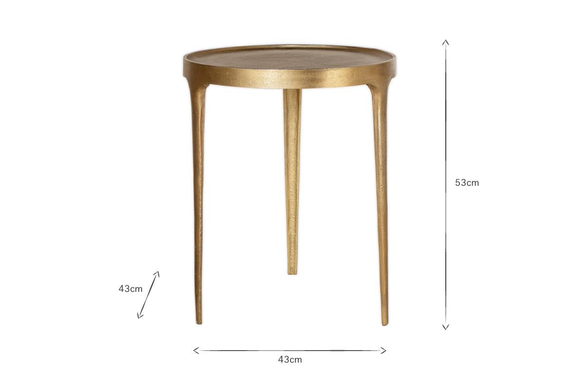 Rohia Cast Metal Side Table - Brass