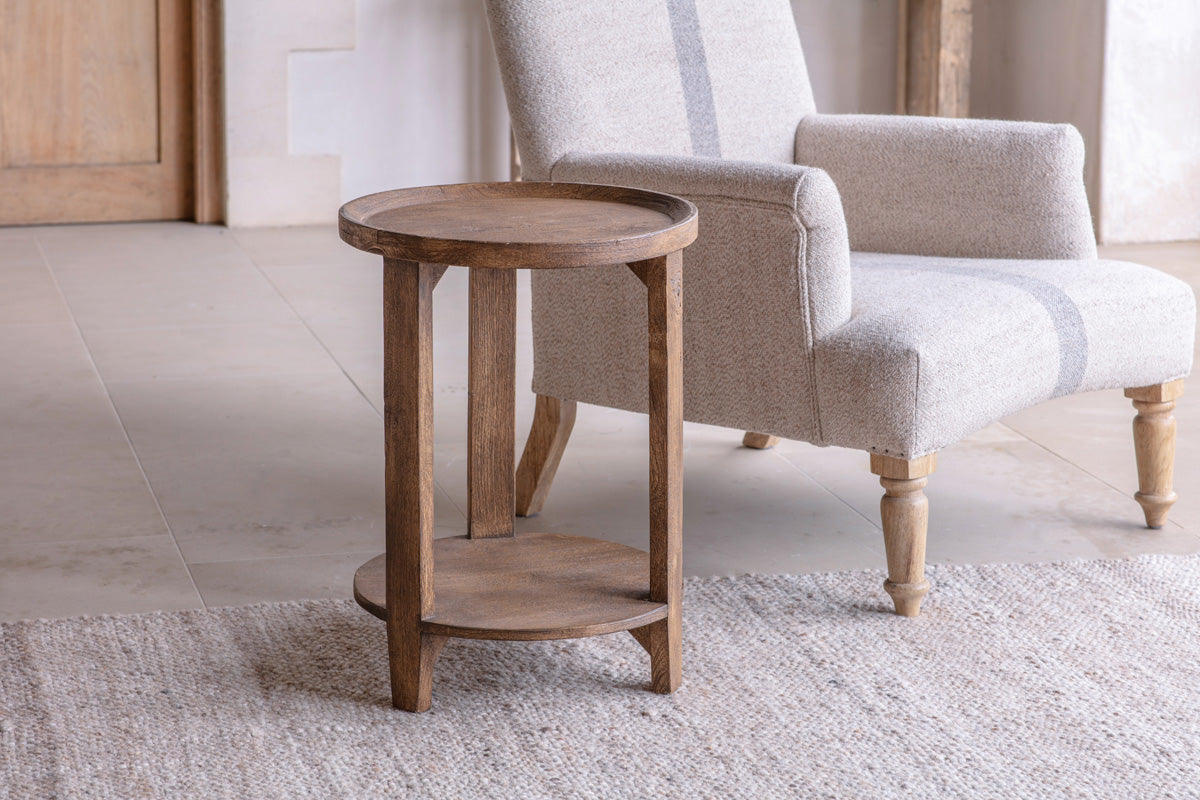 Triveni Mango Wood Side Table - Walnut Stain